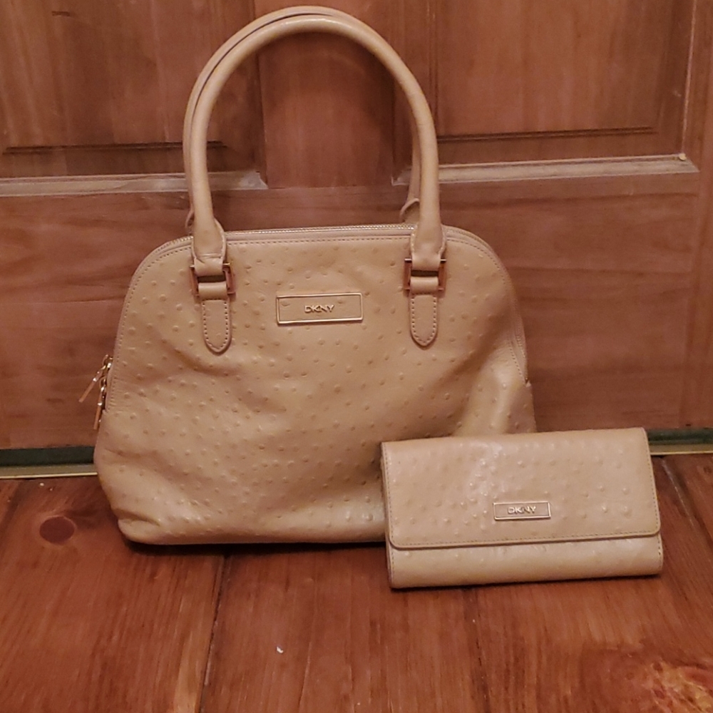 DKNY Ostrich Sachel w/ Wallet